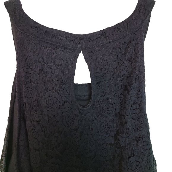 Torrid Womens 2X Black Floral Lace Sleeveless Lined High Neck Tank Top Keyhole - Picture 8 of 9